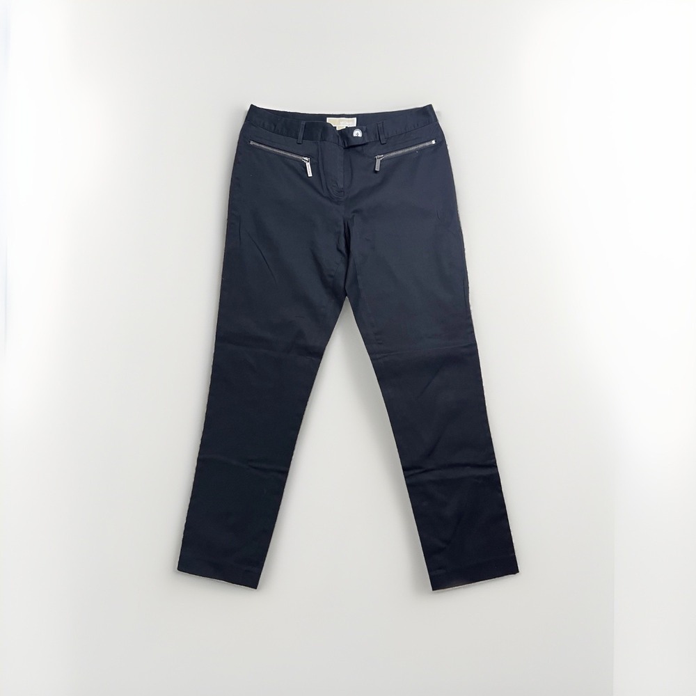 Michael Kors Zipper Pocket Straight Pants Women's Size 4 Navy Stretch